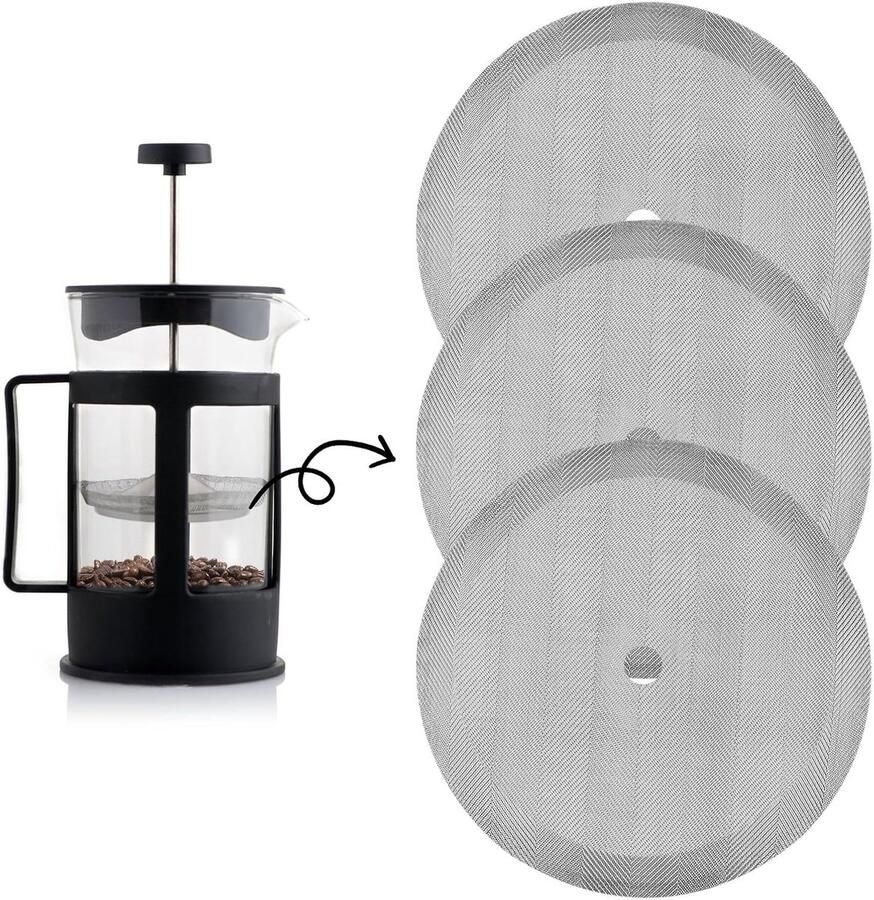 3 stuks koffiepers filters 350 ml vervangingsfilterzeef voor koffiepers French Press zeef roestvrijstalen mesh-vervanging voor universeel 0 35 l 2 kopjes French Press koffiezetapparaten