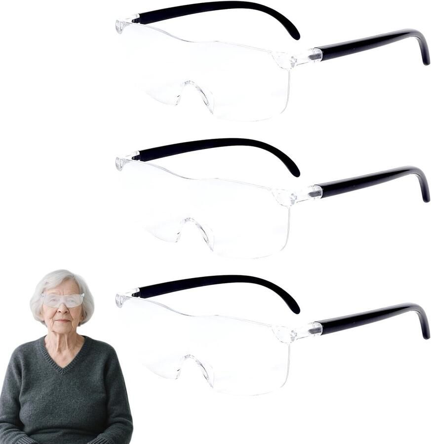 3 stuks magnifying glazen vergrootbril leesloep 300% 500% 800% vergrotingsbril frameloos geschikt voor brildragers geschikt voor naaiwerk