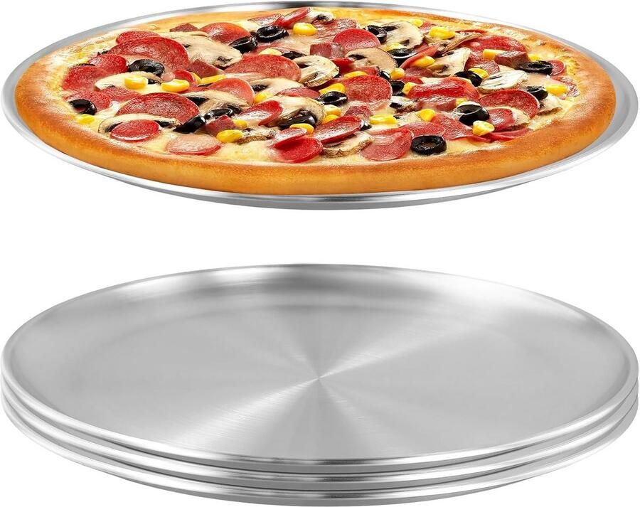 3 Stuks Pizzabakvorm Rvs Ronde Bakplaat voor Pizza Taart en Cake