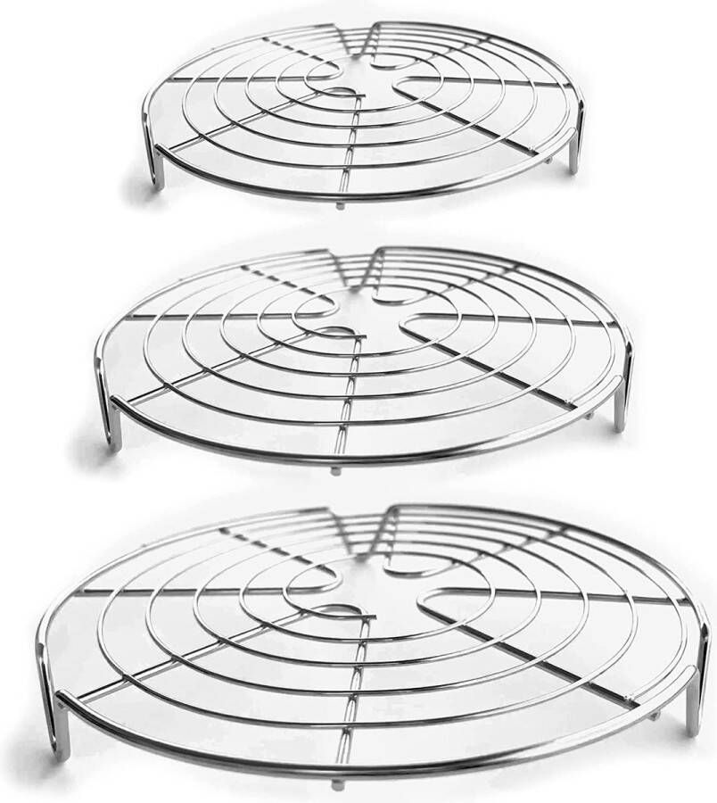 3 stuks roestvrij stalen taartroosters 17 5 29 en 25 5 cm (7 5 9 en 10 5 inch) afkoelrooster taartrooster pan draadframe voor ronde cakepannen airfryer Instapot stoom geschikt voor oven en vaatwasser