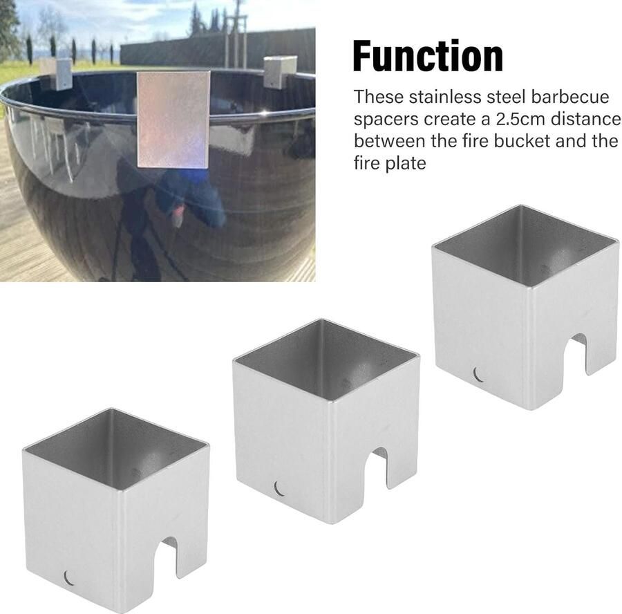3 Stuks Roestvrijstalen Universele Vuurplaatafstandhouders Duurzame BBQ-warmteplaatafstandhouders voor Buitengrillen en Koken in de Achtertuin 5 Cm