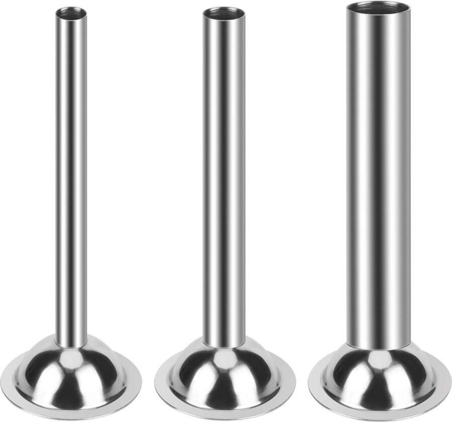 3 stuks roestvrijstalen worstvuller buizen worstvuller vleesmolen bevestiging reserveonderdelen trechter spuitmonden vulbuizen met trechteropzetstuk voor #5 vleesmolen (Ø 12 mm)