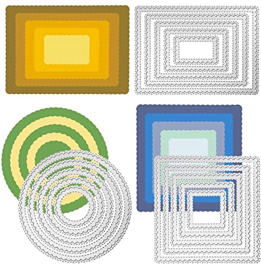 3 Stuks Snijmatrijzen voor Kaarten Maken Rechthoek Rond Vierkant Creatieve Knutselbenodigdheden