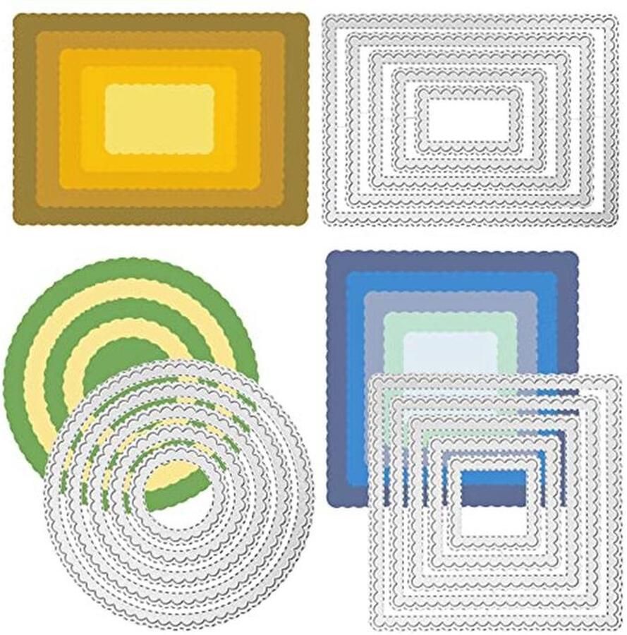 3 Stuks Snijmatrijzen voor Kaarten Maken Rechthoek Rond Vierkant Creatieve Knutselbenodigdheden