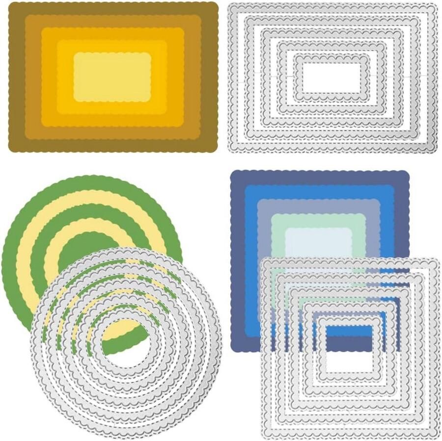 3 Stuks Snijmatrijzen voor Kaarten Maken Rechthoek Rond Vierkant Creatieve Knutselbenodigdheden