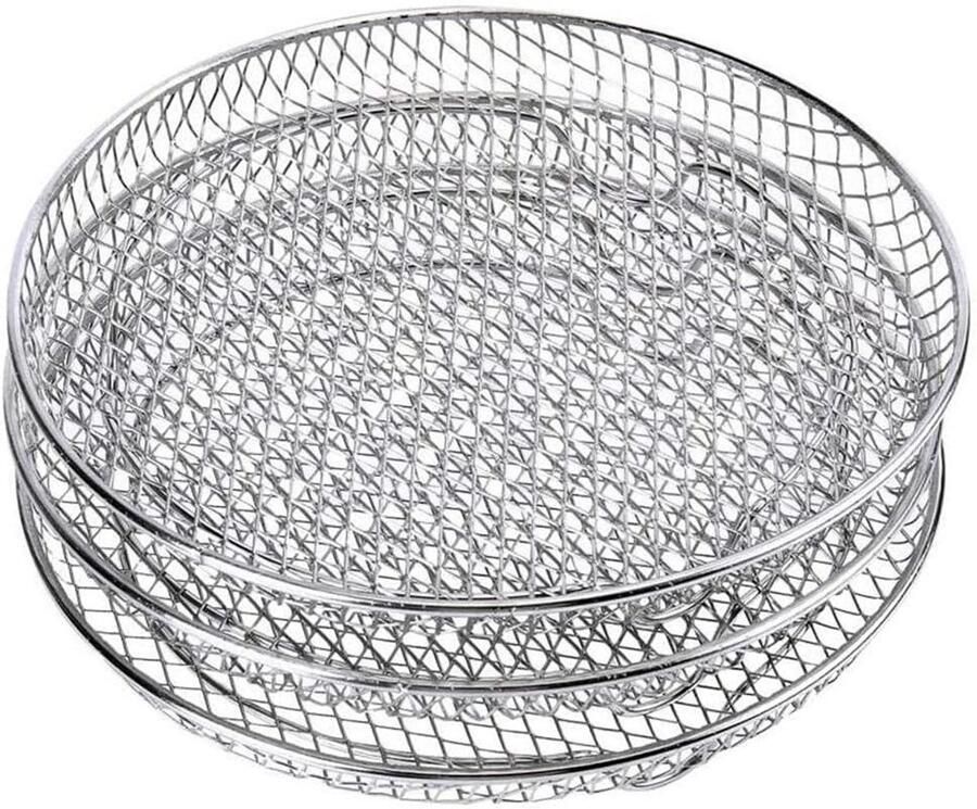 3 Stuks Stapelbare Dehydratorrekken voor Heteluchtfriteuse RVS Accessoires Geschikt voor 4.2Qt 5.8Qt Friteuse Oven en Snelkookpan