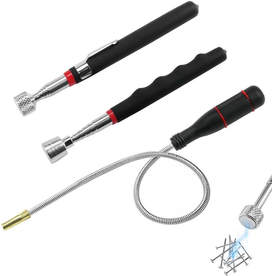 3 stuks telescopische magneetstaven Flexibel magnetisch gereedschap Extra sterk 1 5 LB 3 LB 5 lb) - Foto 1