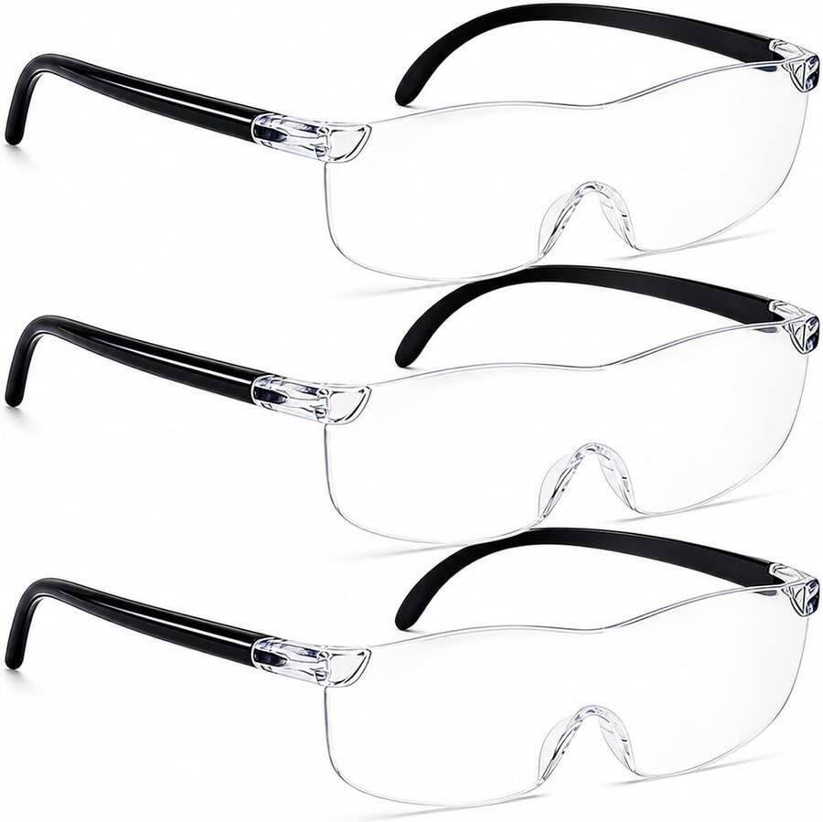 3 stuks vergrootbril voor brildragers vergrotingsbril 500% 1000% 1600% brillenloup anti-blauwlicht senioren vergrootglas leeshulp voor dichtbij werken lezen en naaien