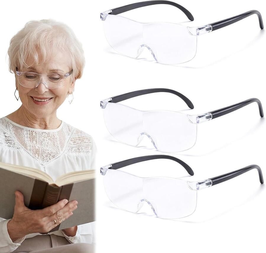 3 stuks vergrootglazen anti-blauw licht leesloep handsfree voor senioren en volwassenen met bril