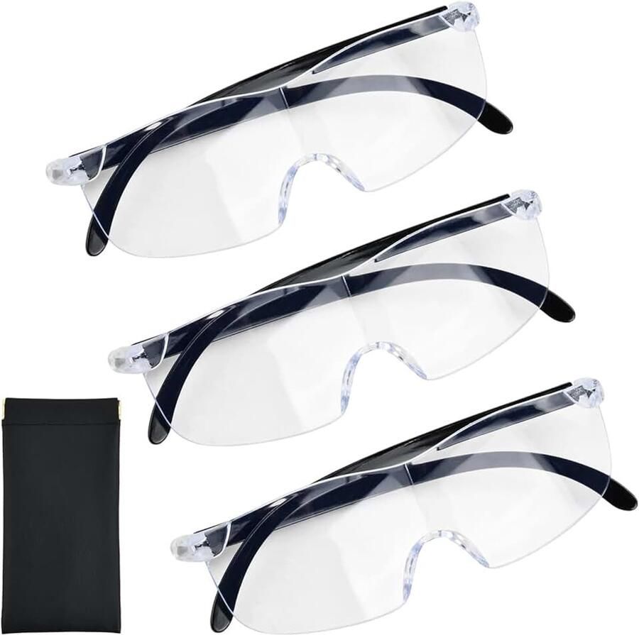 3 stuks vergrootglazen met brillenetui 3X 5X 10X draagbare vergrootglazen lichtgewicht vergrootglas voor ouderen lezen handsfree vergrootglazen voor knutselen juweliers