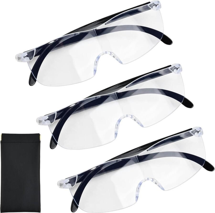 3 stuks vergrootglazen met brillenetui 3X 5X 10X draagbare vergrootglazen lichtgewicht vergrootglas voor ouderen lezen handsfree vergrootglazen voor knutselen juweliers