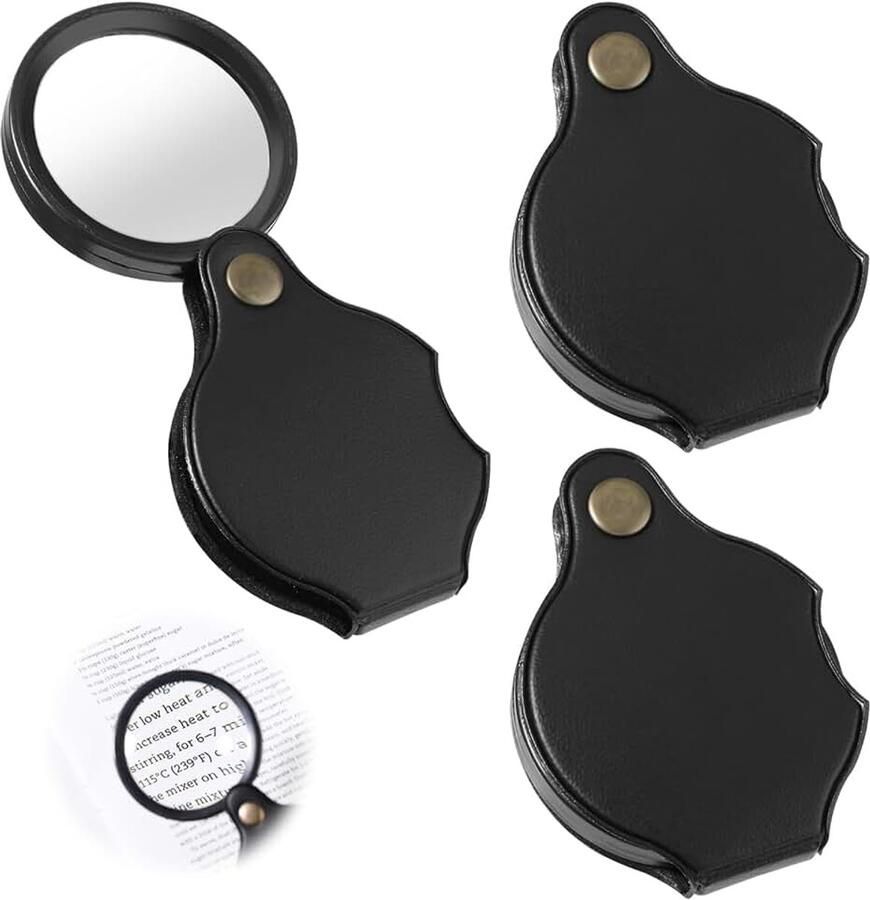 3 stuks zakvergrootglas 10-voudige zakloep kleine loep mini-vergrootglas sleutelhanger geschikt voor lezen boeken kranten kaarten reparatie knutselen opvouwbaar