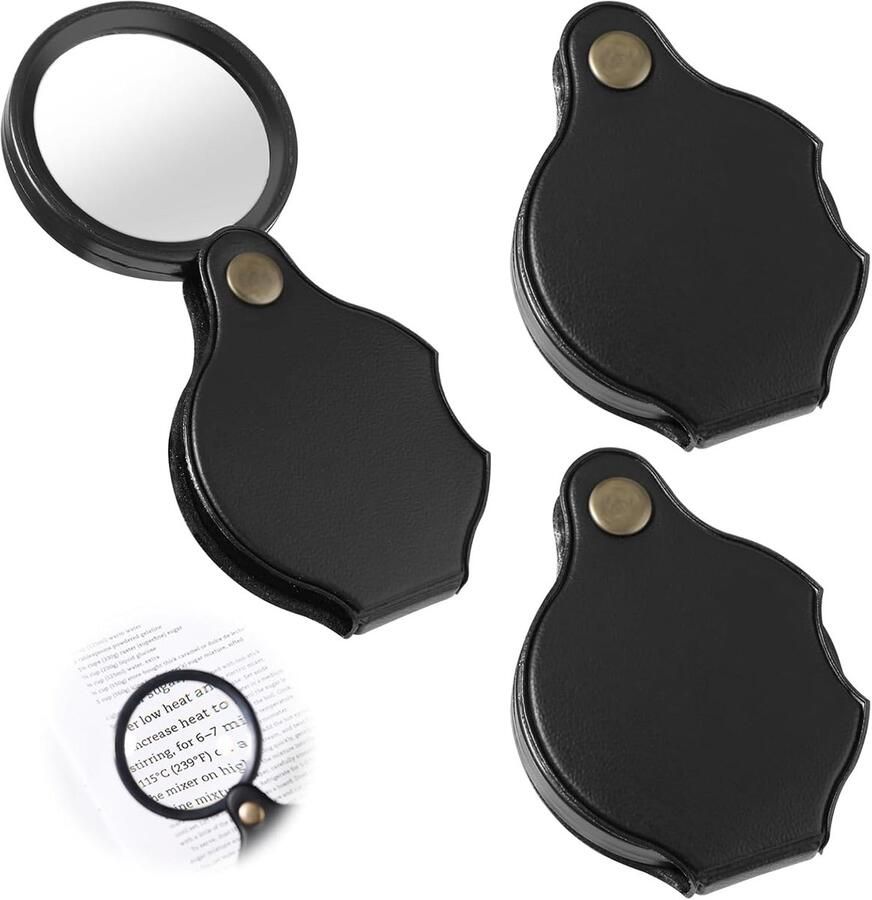 3 stuks zakvergrootglas 10-voudige zakloep kleine loep mini-vergrootglas sleutelhanger geschikt voor lezen boeken kranten kaarten reparatie knutselen opvouwbaar