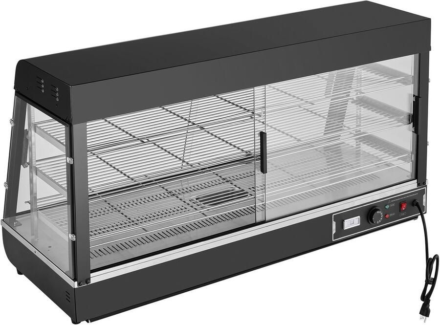 3-traps commerciële voedselverwarmer 1500 W Voedselverwarmer met verlichting verstelbare plank en temperatuurdisplay 30 ℃ 85 ℃ Stoomverwarming 180 l
