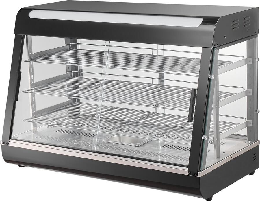 3-traps commerciële voedselverwarmer 1500 W Voedselverwarmer met verlichting verstelbare plank en temperatuurdisplay 30 ℃ 85 ℃ Stoomverwarming 130 l