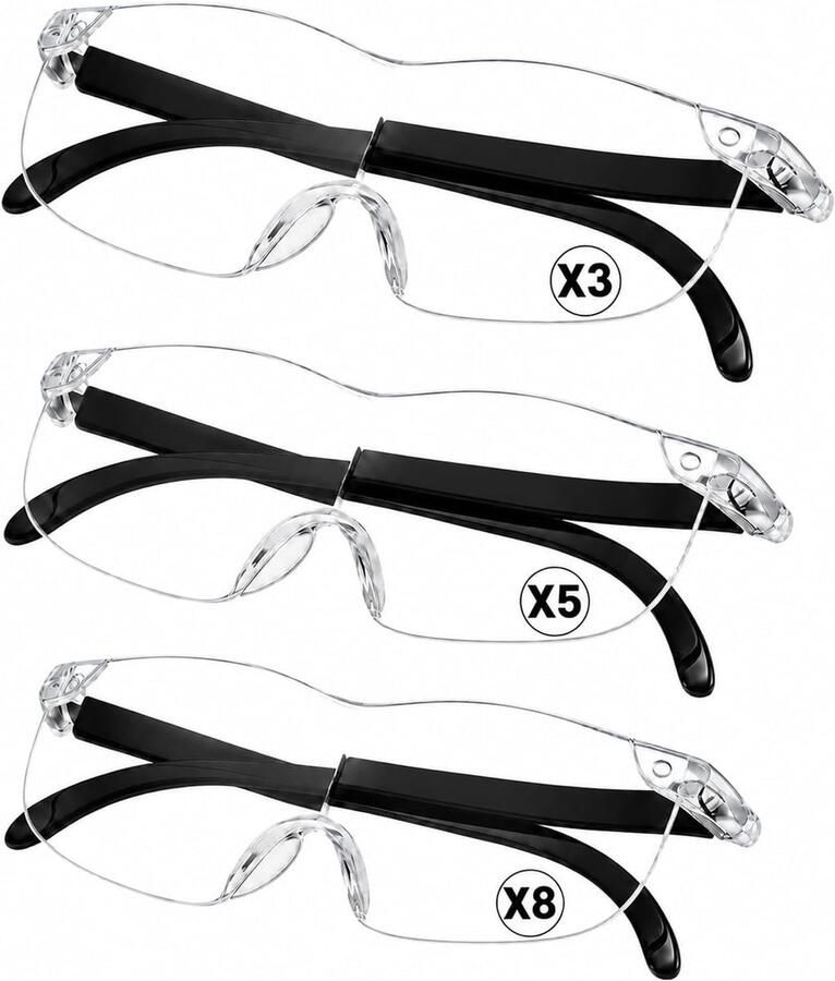 3 vergrootglazen 300% 500% 800% handsfree loep