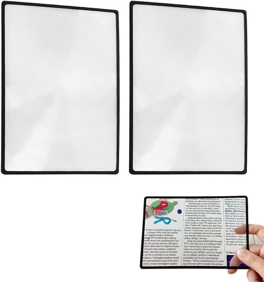 3 x (300%) Fresnel vergrootglas voor ouderen oude vader moeder lezen van kleine gedrukte boeken en kaarten (2 stuks 10 5 x 7 cm)