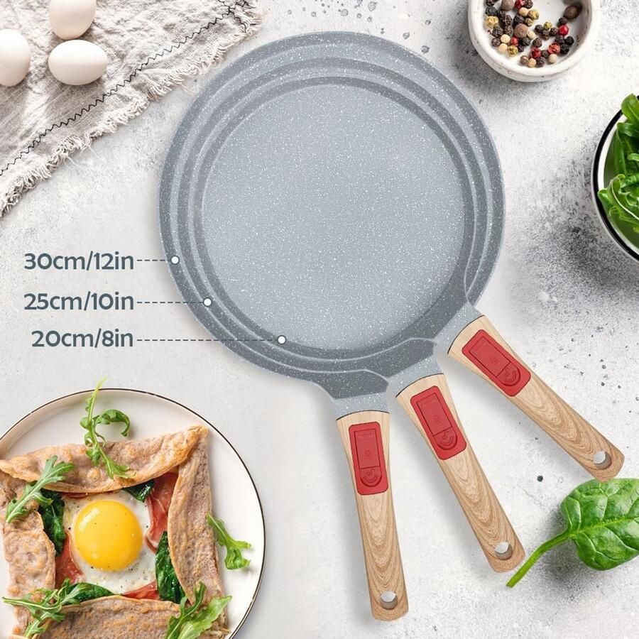 30 cm Anti-aanbak Keramische Crêpe Pan Dosa Pan Pannenkoek Pan met Afneembare Handvat - Foto 3