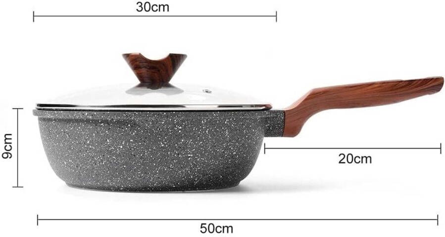 30 cm Diepe Pan Inductie Antikleefcoating en Deksel Granietcoating zonder PFOA Geschikt voor Alle Fornuizen