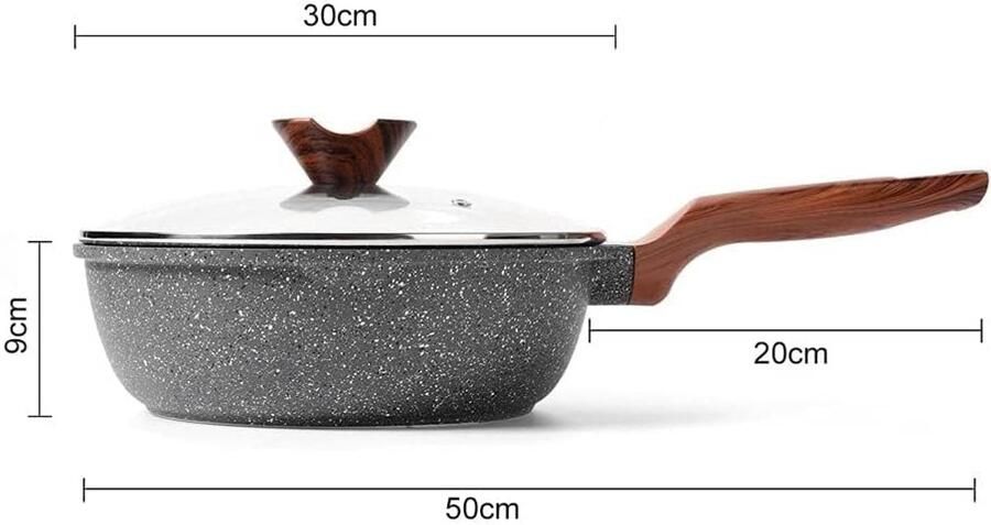 30 cm Diepe Pan Inductie Antikleefcoating en Deksel Granietcoating zonder PFOA Geschikt voor Alle Fornuizen - Foto 2