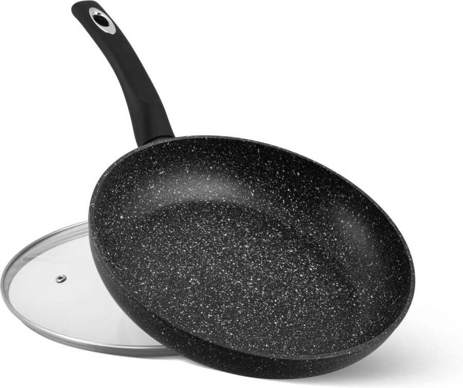 30 cm Lichtgewicht Aluminium Pan met Antiaanbaklaag en Gehard Glazen Deksel Voor alle soorten fornuizen en inductiekookplaten