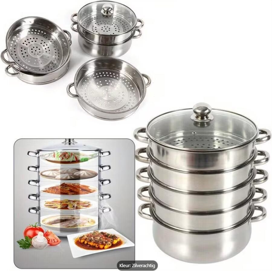 30 cm roestvrijstalen stoomkoker met vijf lagen