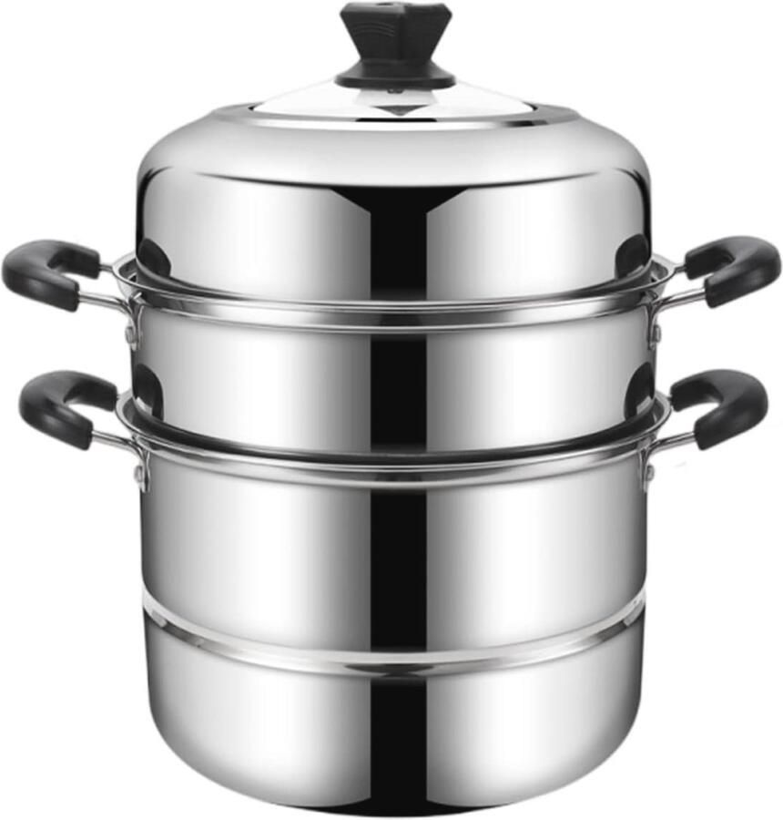 30 cm Stoompan met 3-laags Roestvrij Staal en Deksel voor Groenten en Meer