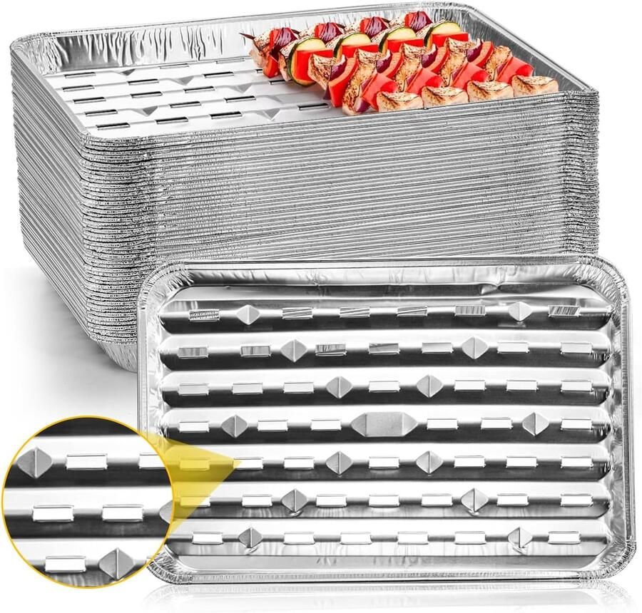 30 Stuks Aluminiumfolie Bakplaten herbruikbare grillpan grillschaal barbecue accessoire Ideaal voor Grillen en braden