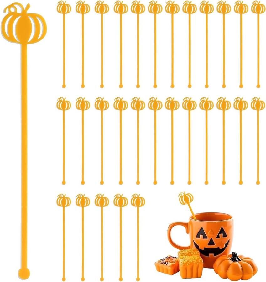 30 Stuks Halloween Roestvrijstalen Mixers Herbruikbare Cocktail- en Koffiestokjes voor Feestjes en Decoratie in de Herfst en Thanksgiving