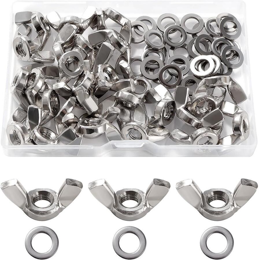 30 stuks M6 vlindermoeren roestvrijstalen oormoeren metrische moeren met 30 platte sluitringen
