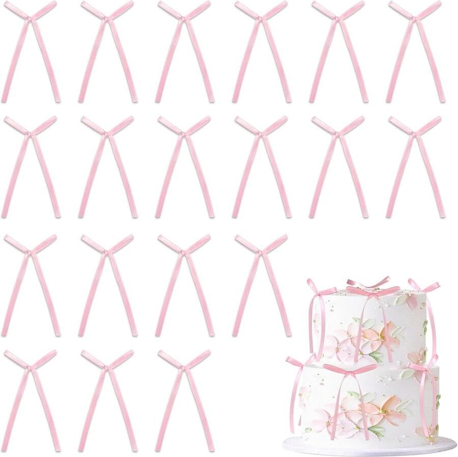 30 stuks taartdecoratie roze taartdecoratie bruiloft roze strikken decoratie bruidstaart decoratie taarttopper verjaardag voor babymeisjes verjaardag bruiloft