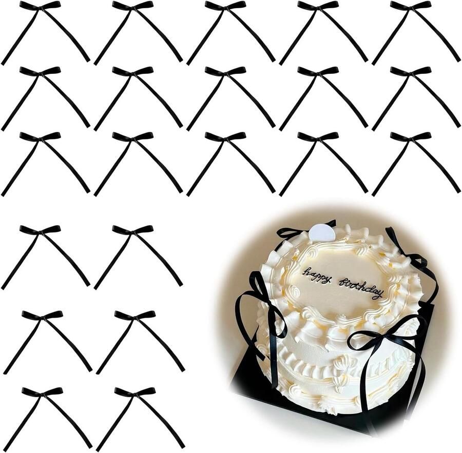 30 stuks zwart zwarte strikken decoratie taartdecoratie bruiloft taartdecoratie strik bruidstaart decoratie taarttopper verjaardag Valentijnsdag bruiloft