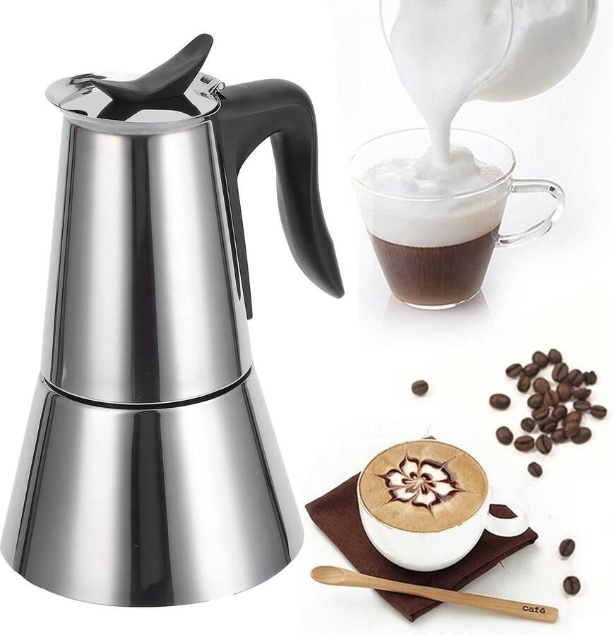 300 ml koffiezetapparaat waterkoker van roestvrij staal elektrische koffiepot voor thuisgebruik Italiaanse mokka-espressopot waterkoker van roestvrij staal voor thuisgebruik in de keuken