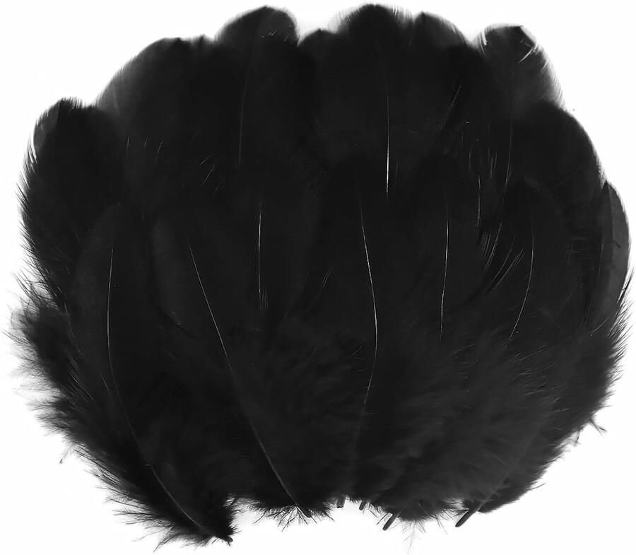 300 zwarte veren natuurlijke veren decoratieve veren voor bruiloftsdecoraties maskers Pasen Kerstmis knutselen thuis bruiloften verjaardagen knutselwerk (8-11 cm zwart)