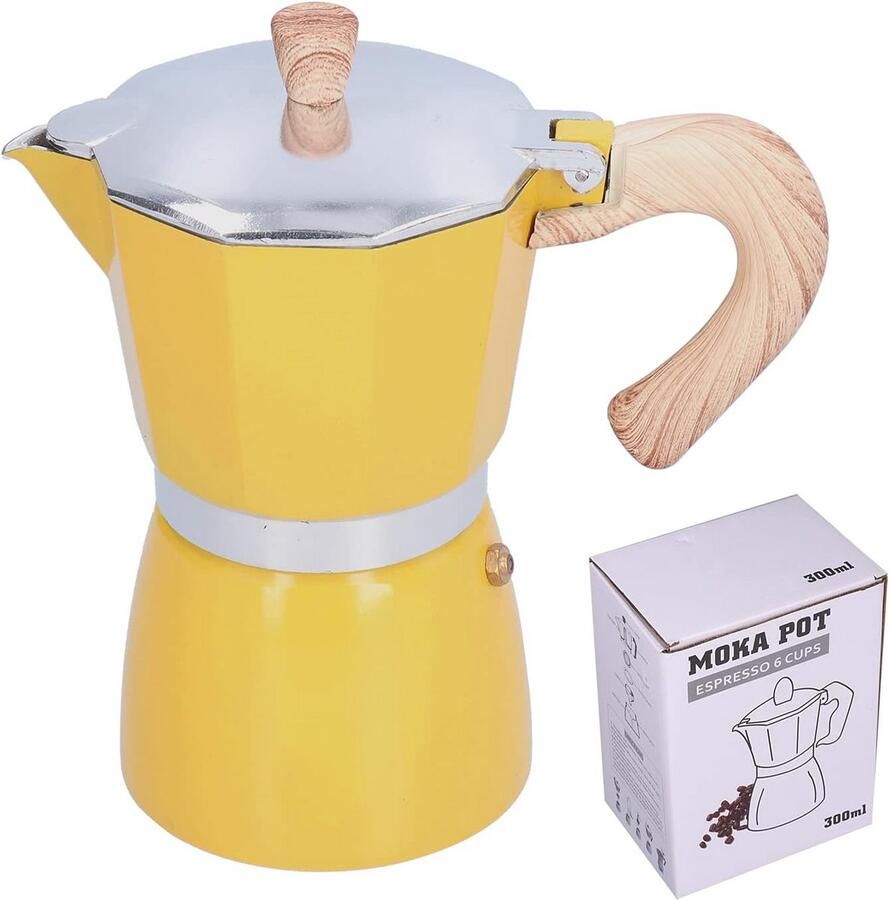 300ml Perculator Koffiezetapparaat voor Gasfornuis en Elektrische Oven Geel