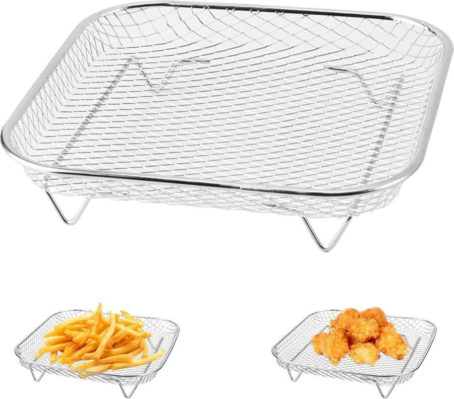 SnelShoppen 304 RVS Air Fryer Rack 8 Inch Stapelbare Airfryer Grate Geschikt voor Airfryers vanaf 5.5L Duurzaam en Roestvrij Keukenaccessoire vo