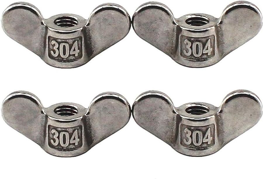 304 RVS vleugelmoer M12 hand gedraaide bevestigingsmiddelen vlinder vleugel vormige moer DIY hardware pack van 4