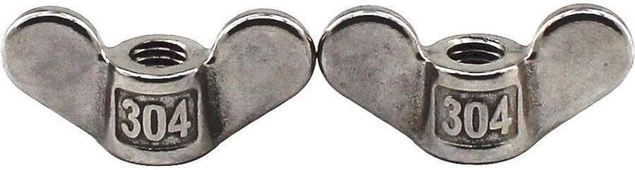 304 RVS vleugelmoer M20 hand gedraaide bevestigingsmiddelen vlinder vleugel vormige moer DIY hardware pack van 2