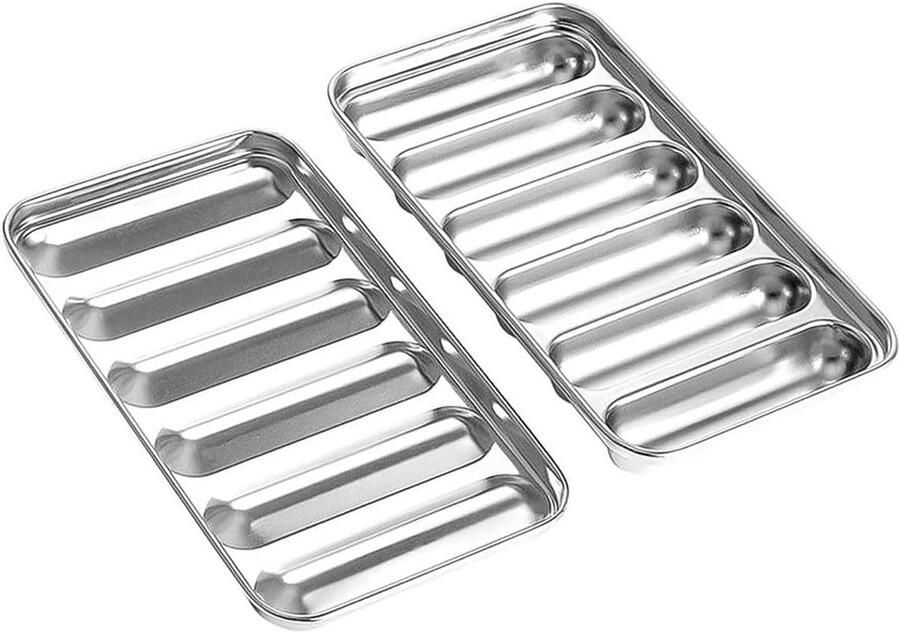 304 RVS Worstvorm DIY Hotdogvorm 6-holtes Bakken Koken Stomen Container Geen omhulsel vereist Gemakkelijk uit de vorm te halen