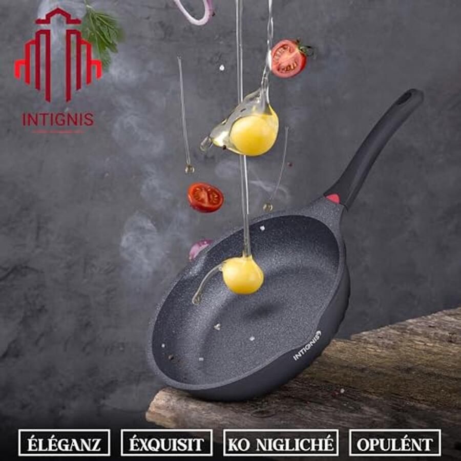 30cm Diepe Koekenpan met Deksel Inductie Geschikt Antiaanbak Coating Hittebestendige Handgreep Ideaal voor Dagelijks Koken