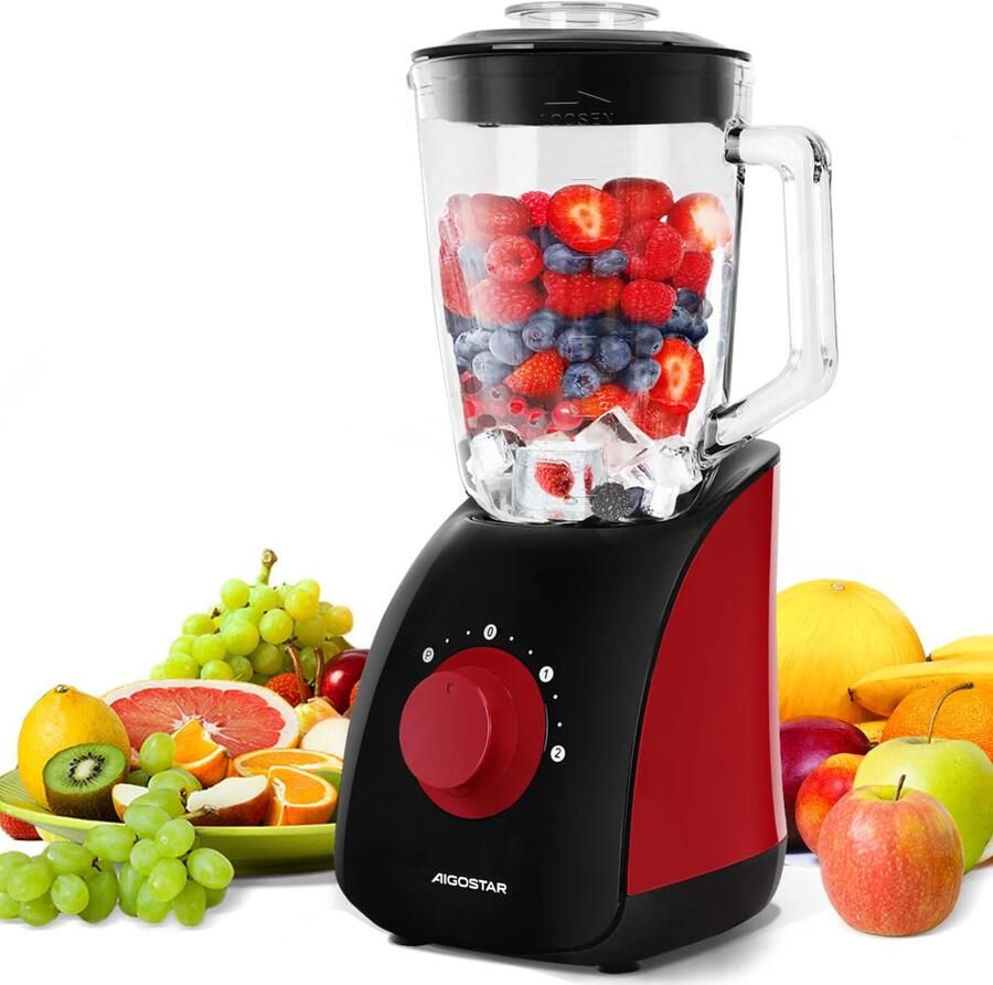 30JDF Blender Smoothie maker 750 Watt 1.5 Glazen kan 4-vleugels RVS mes Ice-crush functie Ideaal voor smoothies