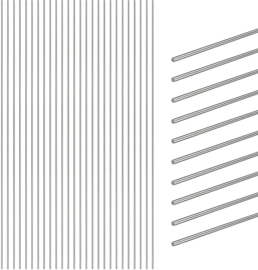 30Pcs 0.8mm x 400mm 304 roestvrijstalen staven sets Geassortieerde metalen stevige ronde stang Gladde stalen staven Solide as staven draaibank Stock voor doe-het-zelf ambacht Model