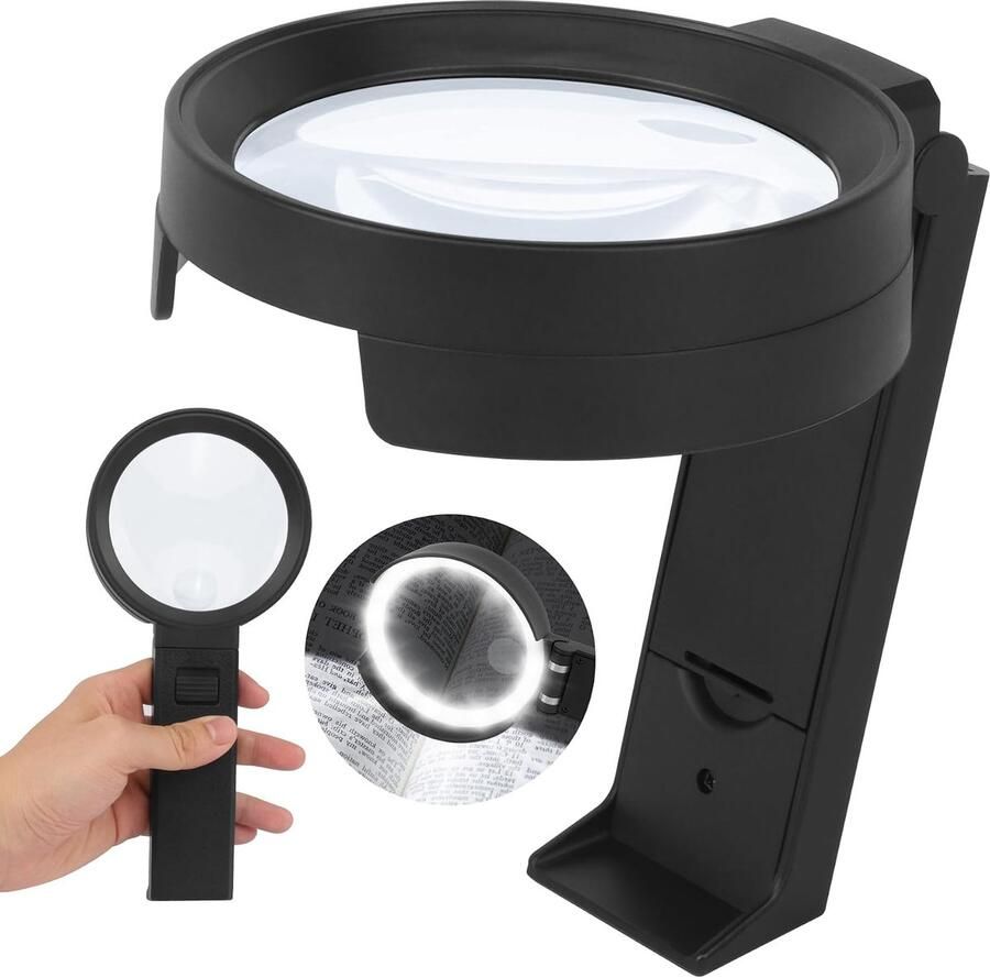30X 10X Vergrootglas met 12 lichten en standaard opvouwbare handheld vergrootglas voor maculaire degeneratie senioren lezen munten sieraden hobby horloge reparatie solderen sluiten werk