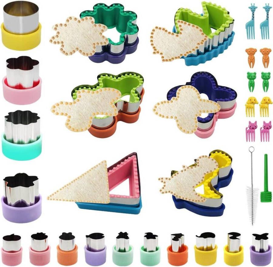 32 Stks Sandwich Cutters voor Kinderen Sandwich Maker Cookie Cutters Kids Groente Fruit Lunch Box Accessoires