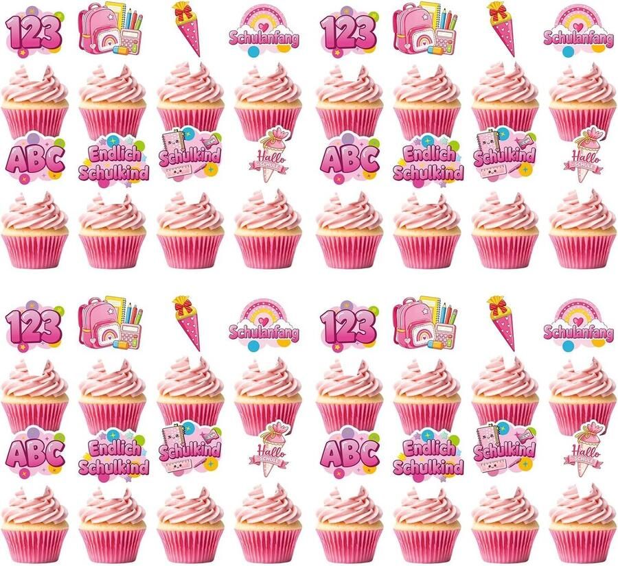 32 stuks taartdecoratieset kleurrijke taarttoppers voor het begin van school 2026 voor meisjes en jongens muffindecoratie voor schoolkind taartdecoratie voor de eerste schooldag eerste