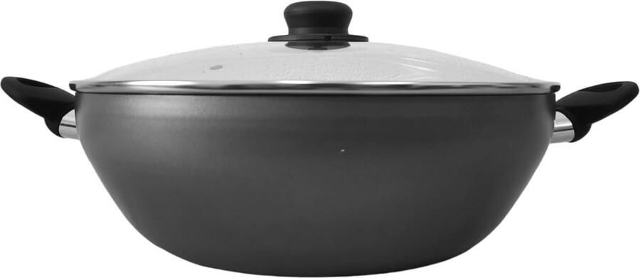 32cm Diepe Non-Stick Wokpan met Deksel voor Aziatische en Indische Gerechten Veilig en Comfortabel Koken