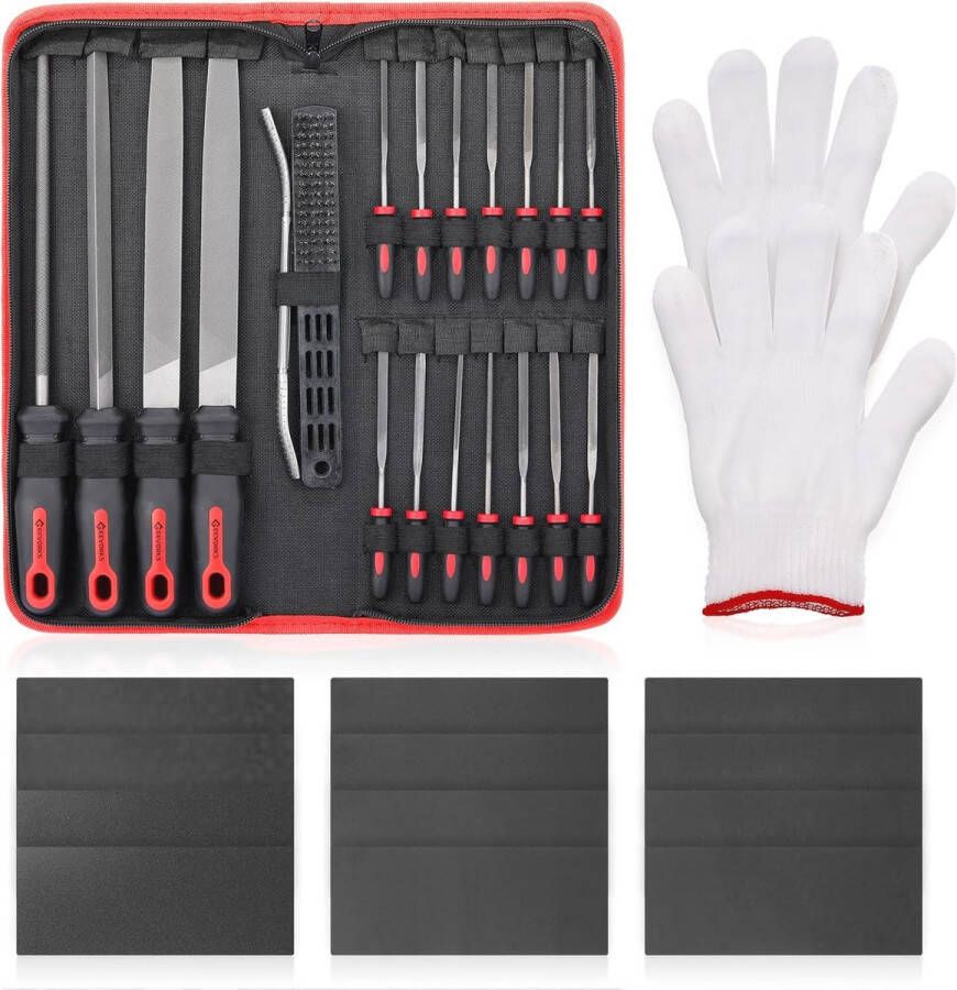 33-delige vijl- en raspset voor polijsten van hout en metaal inclusief metalen vijlen en reinigingsborstel