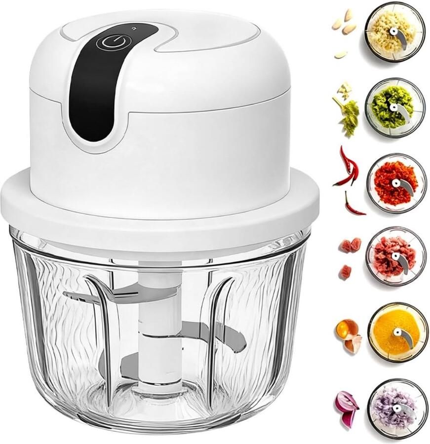 350ml elektrische groentesnijder met 3 roestvrijstalen messen USB-oplader keukenmachine voor uien knoflook groenten fruit vlees noten