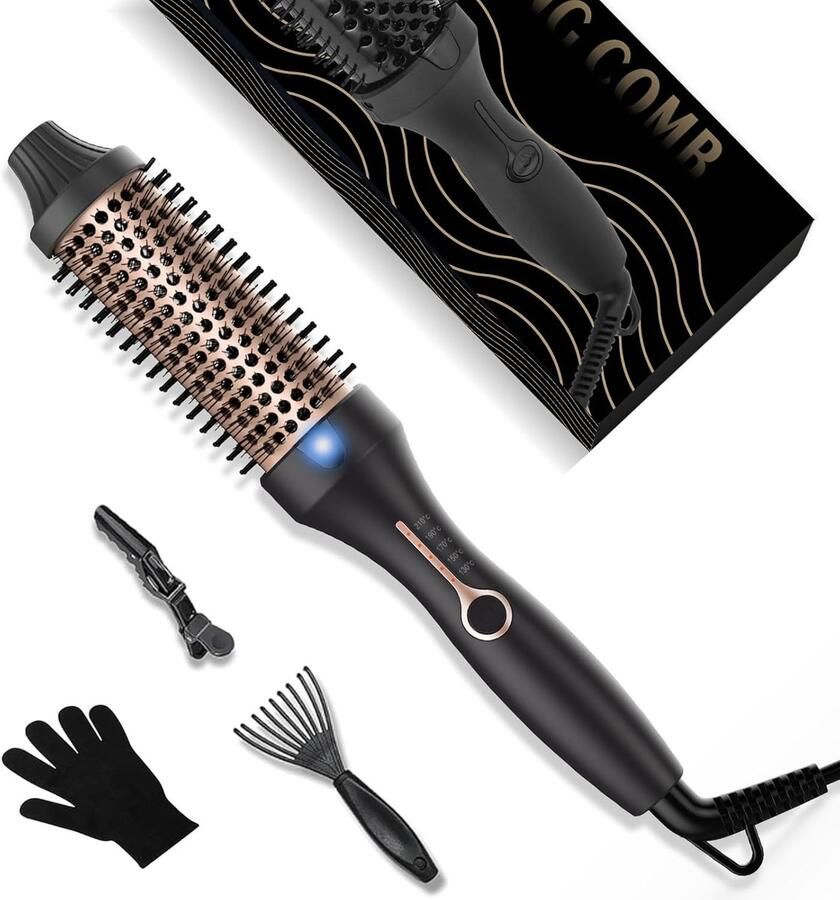 38 mm warmteborstel thermische borstel ronde borstel 120-200 °C Heat Brush dubbele spanning verhoogt het haarvolume te gebruiken als kam stijltang krultang licht compact formaat