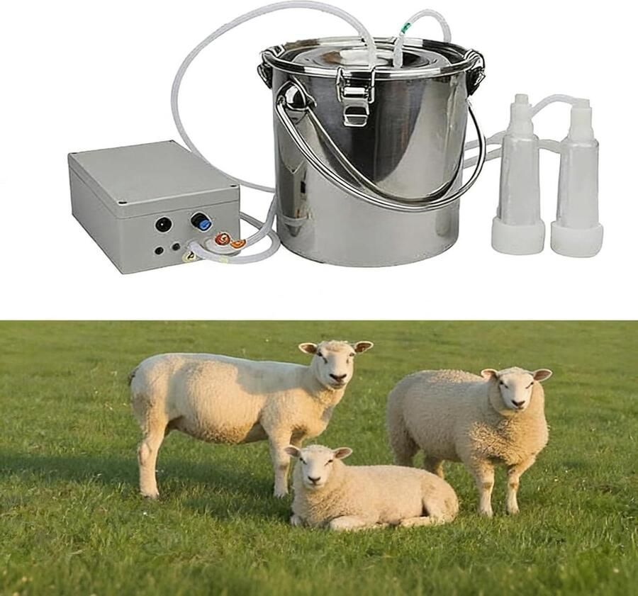 3L 5L Draagbare Geitenmelkmachine 110V 220V Elektrische Melkmachine voor Schapen met Verstelbare Zuigkracht en Automatische Stop Inklapbaar Handvat Roestvrijstalen Emmer 3L